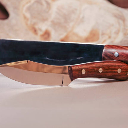 Game Processing Kit – 6-Piece Rosewood Handle Knife Set with Leather Roll