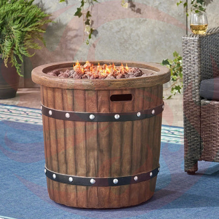 Alora 25-Inch Round 40K BTU Liquid Propance Concrete Fire Pit (SAK88764) - Phoenix Fire Art Store