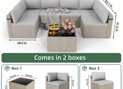 Pamapic Rattan Outdoor Sectional Couch Set  (7 Pieces) Pamapic
