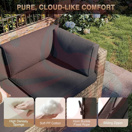Outdoor Patio Furniture Set with Firepit Table and Cushions-3