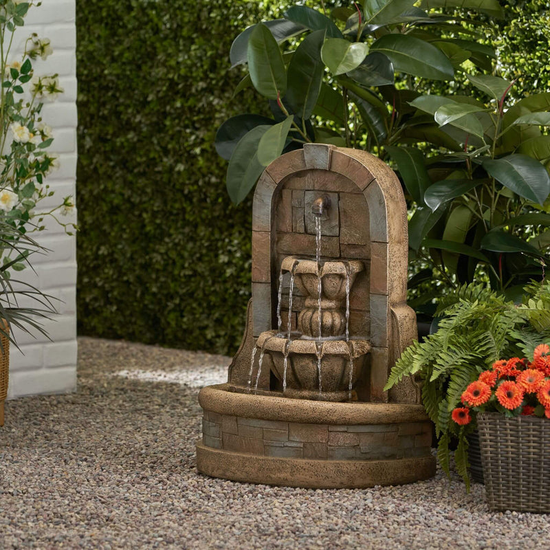 Alora 29" Tall Outdoor Weather-Resistant Faux Stone Floor Fountain (SAK63421)