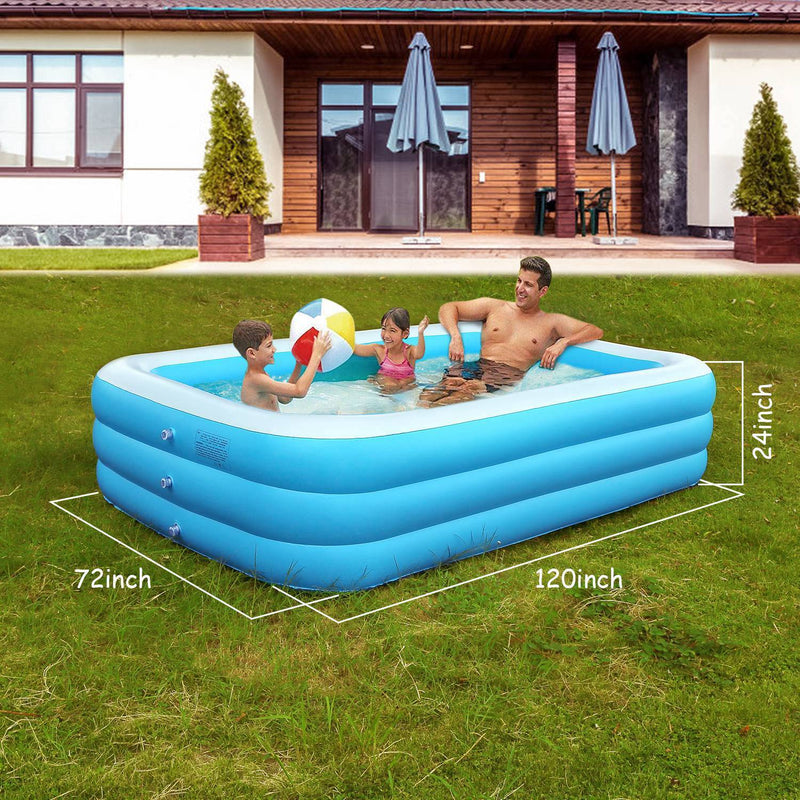 Inflatable Swimming Pool for Family, Inflatable Lounge Pool for Kids 120x72x24in