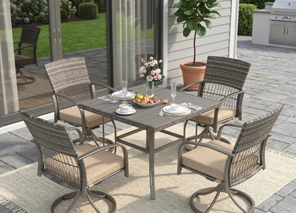 Pamapic Outdoor Dining Table with 4 Swivel Chairs (5 Pieces) Pamapic