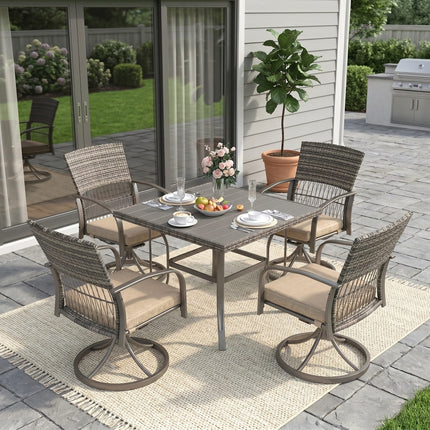 Pamapic Outdoor Dining Table with 4 Swivel Chairs (5 Pieces) Pamapic