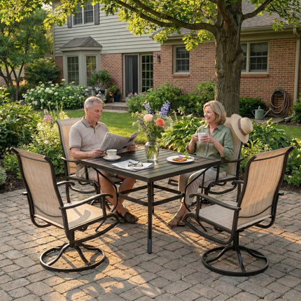 Pamapic 5-Piece Patio Dining Set with 4 Textilene Swivel Chairs Pamapic