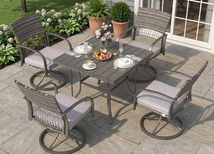 Pamapic Outdoor Dining Table with 4 Swivel Chairs (5 Pieces) Pamapic