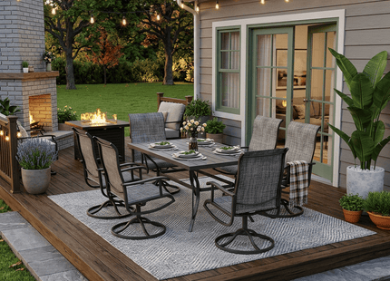 Pamapic Textilene Dining Table with 6 Swivel Chairs (7 Pieces) Pamapic