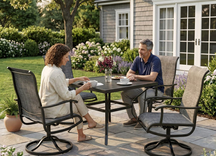Pamapic 5-Piece Patio Dining Set with 4 Textilene Swivel Chairs Pamapic