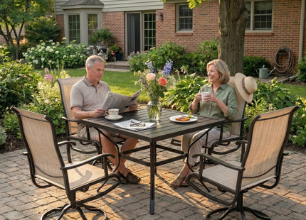 Pamapic 5-Piece Patio Dining Set with 4 Textilene Swivel Chairs Pamapic