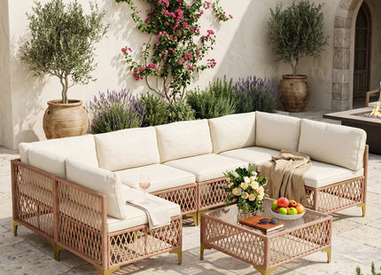 Axis 70.2" Boho Outdoor Sectional Set, 7-Piece Pamapic
