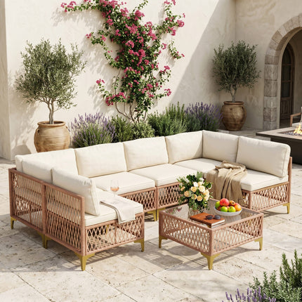 Axis 70.2" Boho Outdoor Sectional Set, 7-Piece Pamapic