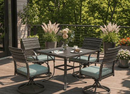 Pamapic Outdoor Dining Table with 4 Swivel Chairs (5 Pieces) Pamapic