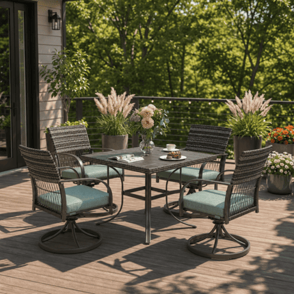 Pamapic Outdoor Dining Table with 4 Swivel Chairs (5 Pieces) Pamapic