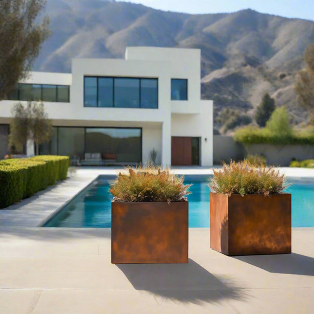Corten Steel Cube Planters - FREE SHIPPING! - Phoenix Fire Art Store