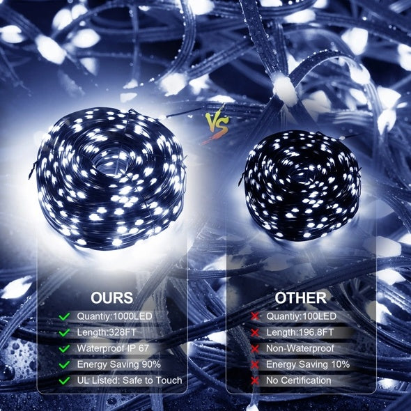 Christmas Rope Lights, 1000 LED 328Ft Outdoor Decorative String Strobe