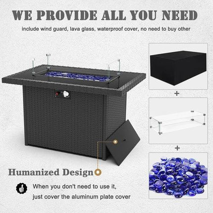 8 Pieces Patio Furniture Set with 44" Propane Gas Fire Pit Table - Phoenix Fire Art Store