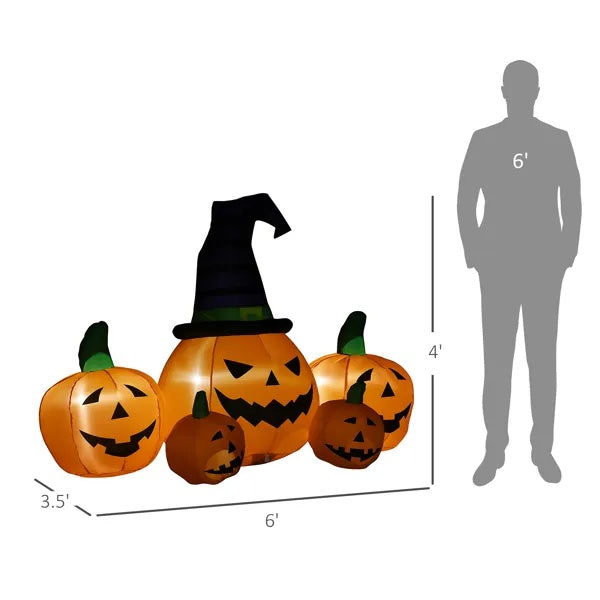 3 Pumpkins Witch Inflatable Halloween Decoration