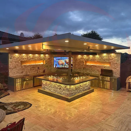 KoKoMo Luxury Outdoor Kitchen BBQ Island - Custom Built Premium Cooking Station for Your Backyard - Phoenix Fire Art Store