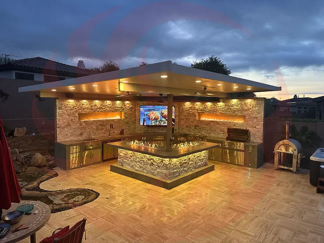 KoKoMo Luxury Outdoor Kitchen BBQ Island - Custom Built Premium Cooking Station for Your Backyard - Phoenix Fire Art Store