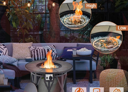 Alora 30K BTU Premium Outdoor Patio Gas Fire Pit Table With Fire Glass And Cover, 32" (SAK17432) - Phoenix Fire Art Store