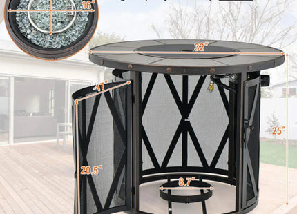 Alora 30K BTU Premium Outdoor Patio Gas Fire Pit Table With Fire Glass And Cover, 32" (SAK17432) - Phoenix Fire Art Store