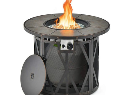 Alora 30K BTU Premium Outdoor Patio Gas Fire Pit Table With Fire Glass And Cover, 32" (SAK17432) - Phoenix Fire Art Store