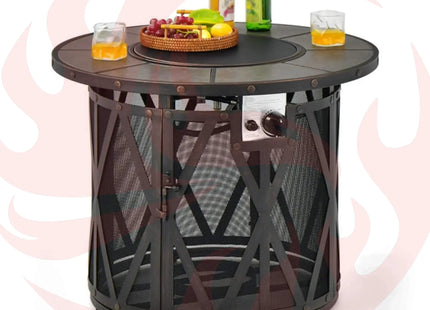 Alora 30K BTU Premium Outdoor Patio Gas Fire Pit Table With Fire Glass And Cover, 32" (SAK17432) - Phoenix Fire Art Store