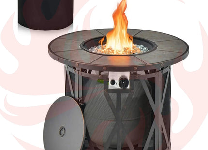 Alora 30K BTU Premium Outdoor Patio Gas Fire Pit Table With Fire Glass And Cover, 32" (SAK17432) - Phoenix Fire Art Store