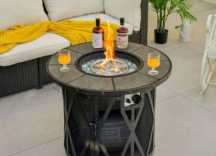 Alora 30K BTU Premium Outdoor Patio Gas Fire Pit Table With Fire Glass And Cover, 32" (SAK17432) - Phoenix Fire Art Store