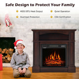 32" Electric TV Stand Entertainment Center Console Fireplace W/ Mantel & Shelf, 1400W (90869345)