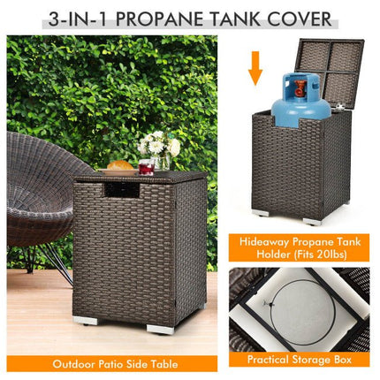 Alora 32" Propane Rattan Fire Pit Table Set W/ Side Table Tank & Cover (90165397)