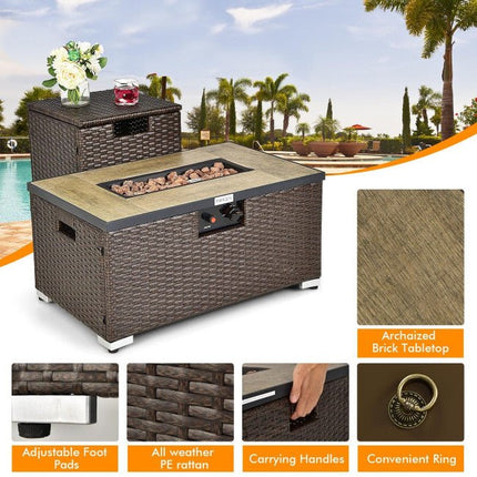 Alora 32" Propane Rattan Fire Pit Table Set W/ Side Table Tank & Cover (90165397)
