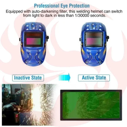 Solar Auto-Darkening Welding Helmet | Shade 9-13 | Eye Protection That Actually Works - Phoenix Fire Art Store