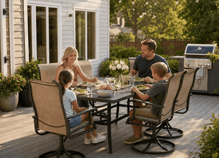 Pamapic Textilene Dining Table with 6 Swivel Chairs (7 Pieces) Pamapic