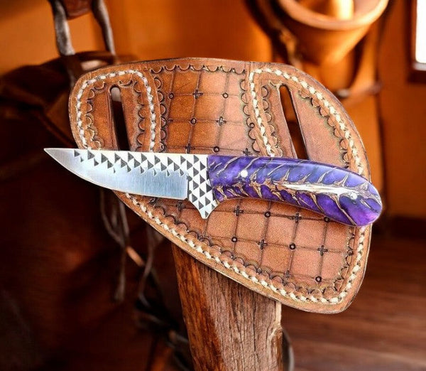 Farriers Rasp for Sale – 7.25" Rasp Steel Blade with Pine-Cone Purple Resin Handle & Western Sheath
