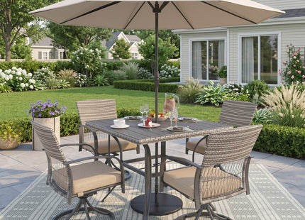Pamapic Outdoor Dining Table with 4 Swivel Chairs (5 Pieces) Pamapic