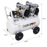 2.5HP Silent Air Compressor 13 Gallon - Oil-Free Portable Powerhouse with Wheels