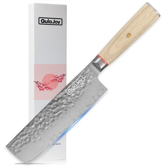Qulajoy Nakiri Knife 6.9 Inch, Professional 67-Layers Damascus Japanese Chef Knife, with Ergonomic Wood Handle - Phoenix Fire Art Store