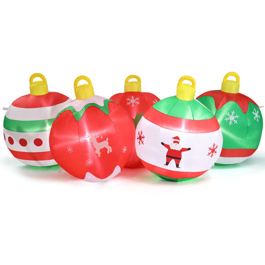 6.9ft, Five Christmas Balls, Five LED Lights, Bundle Pocket, Christmas Inflatable Decoration