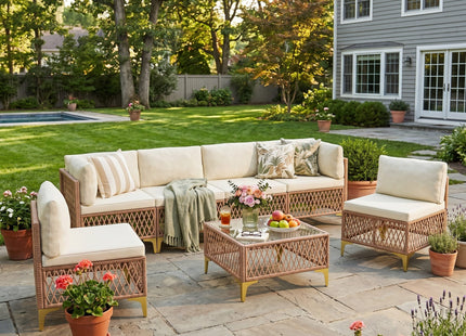 Axis 70.2" Boho Outdoor Sectional Set, 7-Piece Pamapic