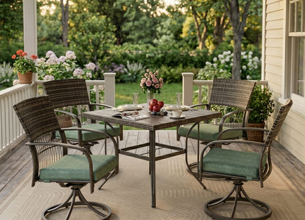 Pamapic Outdoor Dining Table with 4 Swivel Chairs (5 Pieces) Pamapic