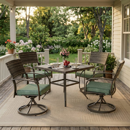Pamapic Outdoor Dining Table with 4 Swivel Chairs (5 Pieces) Pamapic