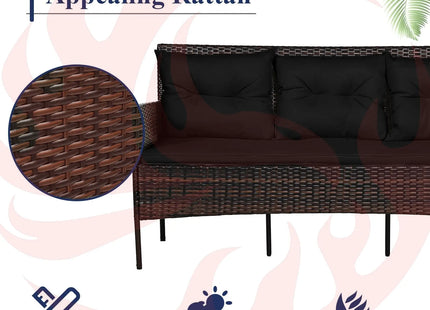 3 Pieces Patio Furniture Sectional Set with 5 Cozy Cushions-Black DirectDeals