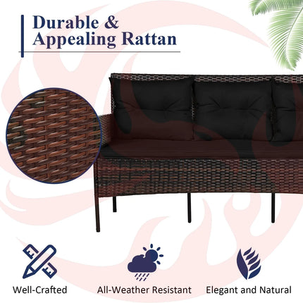 3 Pieces Patio Furniture Sectional Set with 5 Cozy Cushions-Black DirectDeals