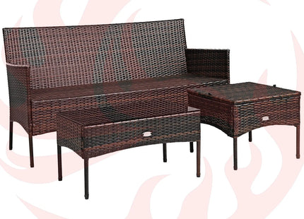 3 Pieces Patio Furniture Sectional Set with 5 Cozy Cushions-Black DirectDeals