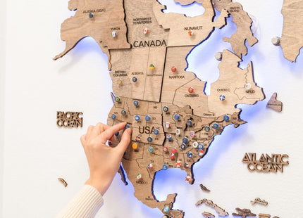 3D LED Wooden World Map | Terra Enjoy The Wood
