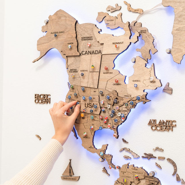 3D LED Wooden World Map | Terra Enjoy The Wood