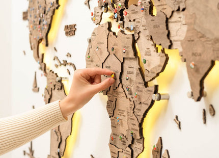 3D LED Wooden World Map | Terra Enjoy The Wood