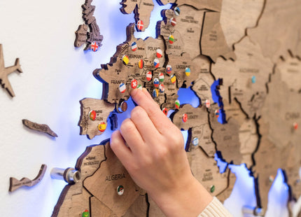3D LED Wooden World Map | Terra Enjoy The Wood
