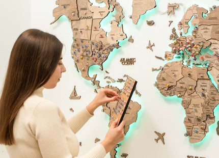 3D LED Wooden World Map | Terra Enjoy The Wood